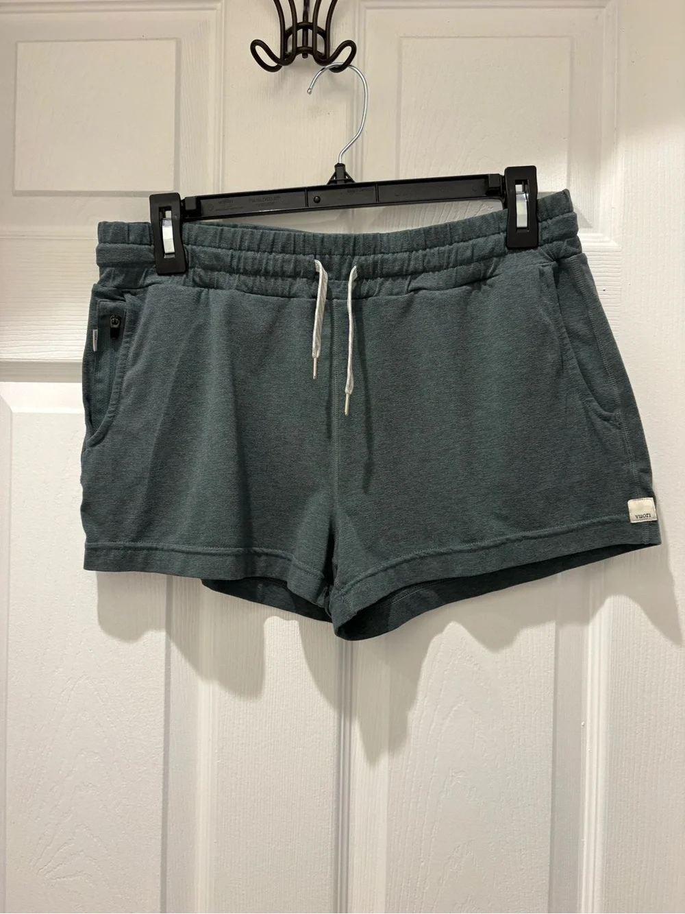 Vuori Halo DreamKnit Lounge Shorts Teal Drawstring Zip Pocket Women’s Large